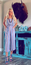 Load image into Gallery viewer, STRAPLESS CAPRI JUMPSUIT~DENIM/CORAL💙🧡