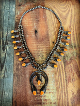 Load image into Gallery viewer, SPINY & STERLING SQUASH BLOSSOM NECKLACE🧡
