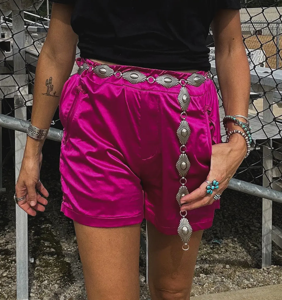 SATIN TUXEDO SHORTS~FUCHSIA🩷
