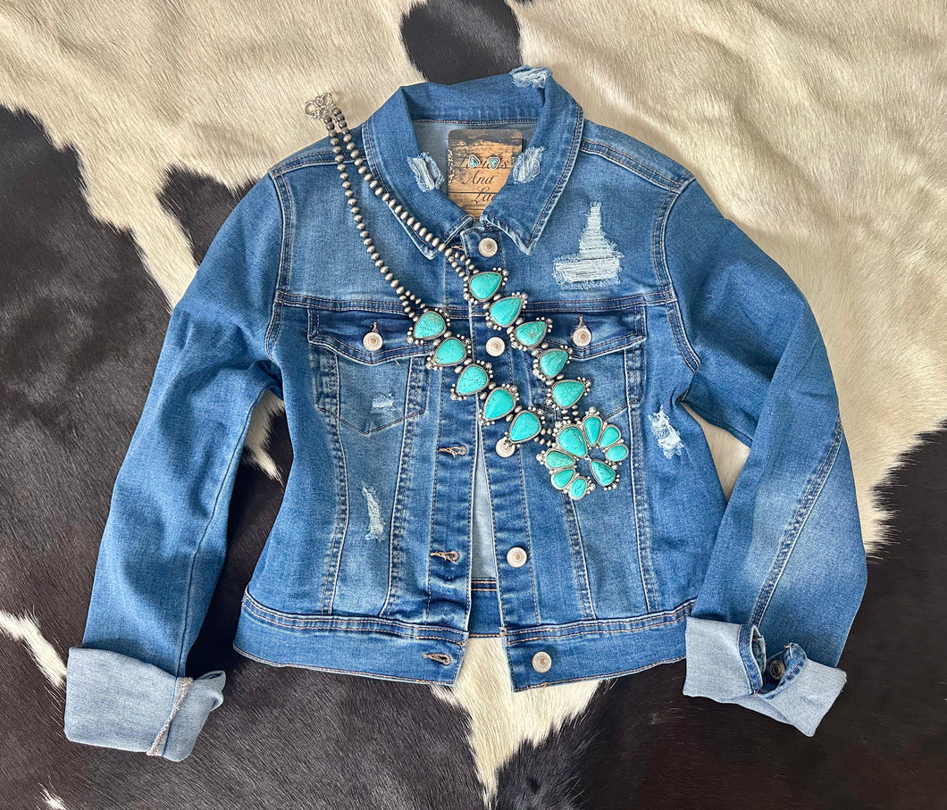 DESTROYED DENIM JACKET~MEDIUM WASH