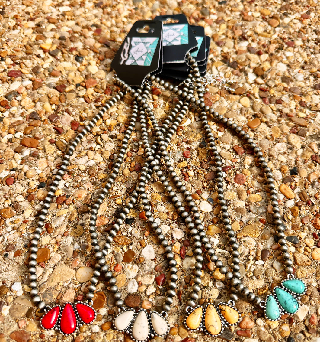 BLOSSOMETTE NAVAJO NECKLACES~4 COLORS 🩵💛🤍❤️