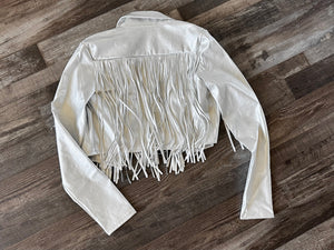 FRINGE LEATHER JACKET ~SILVER 💎