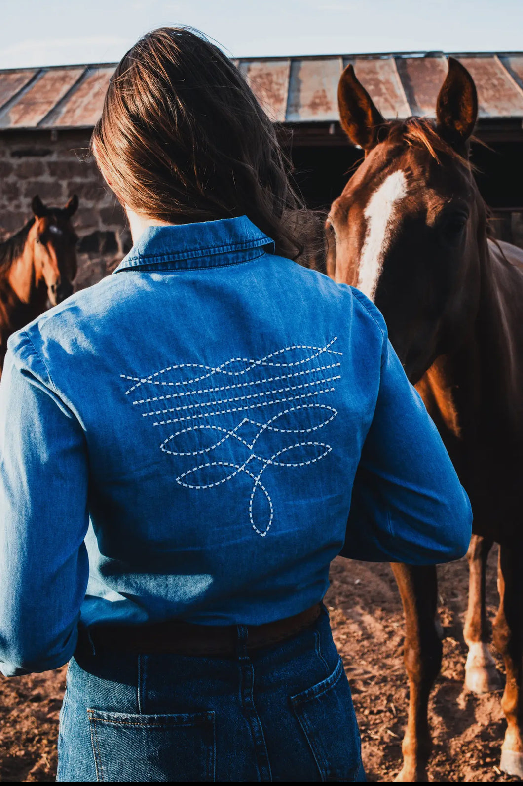 BOOT STITCH DENIM TOP 🤠
