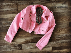 CROPPED MOTO JACKET~BARBIE PINK💗