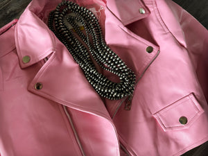 CROPPED MOTO JACKET~BARBIE PINK💗