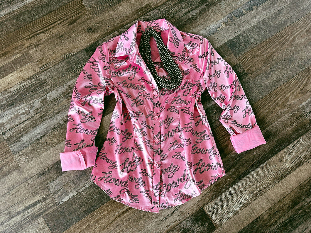 SATIN HOWDY TOP~PINK 🩷