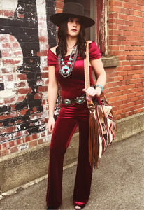 VELVET JUMPSUIT~BURGUNDY ❤️