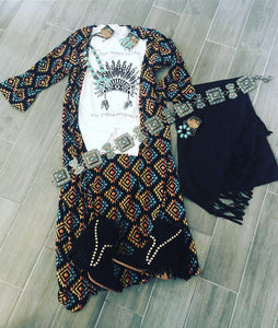 Bell sleeve Aztec duster ~Black 🖤