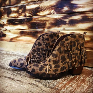 GENUINE LEATHER FRINGE LEOPARD BOOTIES 😻