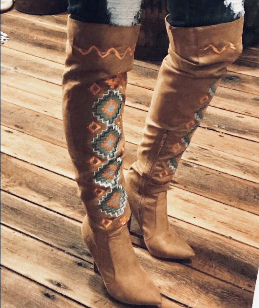 SUEDE AZTEC OVER THE KNEE BOOTS🏜