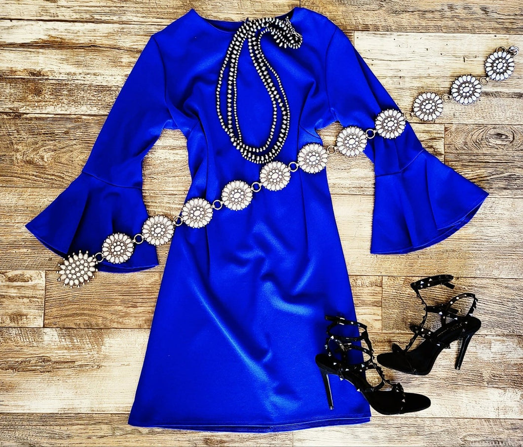 BELL SLEEVE DRESS~COBALT BLUE🔷️