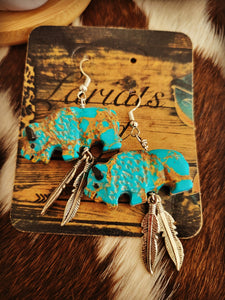 KINGMAN TURQUOISE BUFFALO EARRINGS 🐂