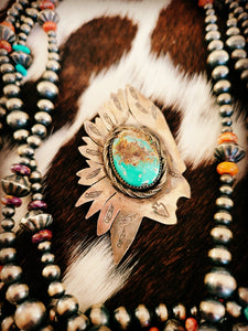 BIG CHIEF STERLING &TURQUOISE PENDANT 🏜