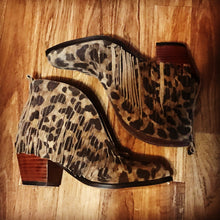 Load image into Gallery viewer, GENUINE LEATHER FRINGE LEOPARD BOOTIES 😻
