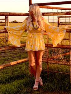 BELL SLEEVE ROMPER~MUSTARD 🌼