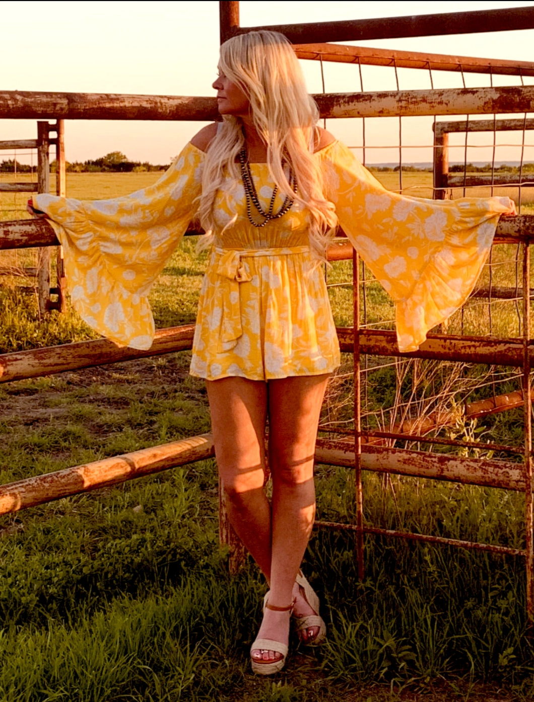 BELL SLEEVE ROMPER~MUSTARD 🌼