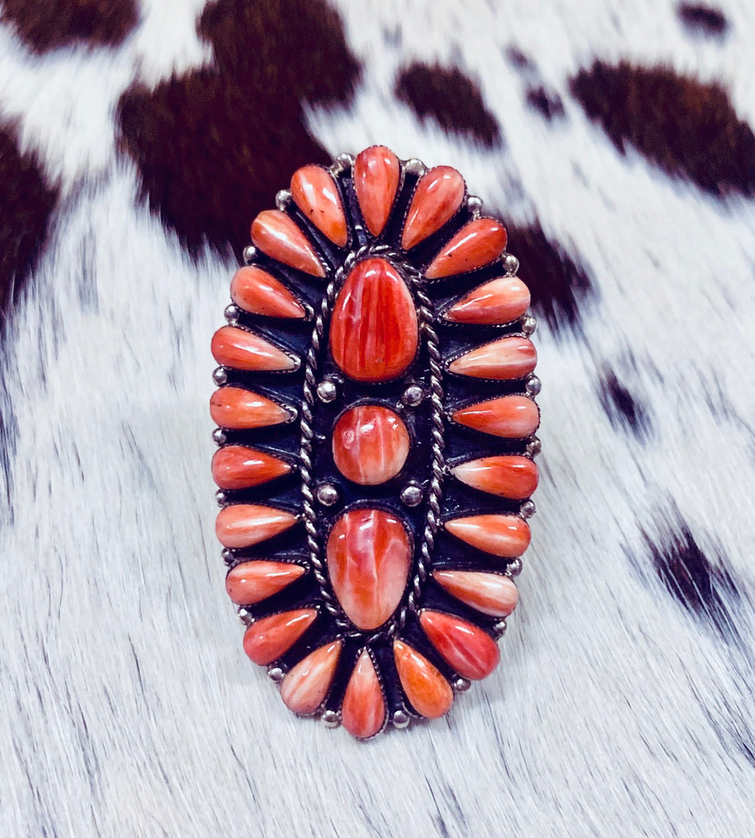 SPINY OYSTER BIG CLUSTER RING~RED❤️