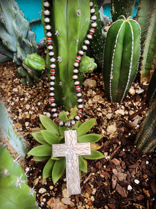 SPINY OYSTER & CROSS NECKLACE SET~RED❤️