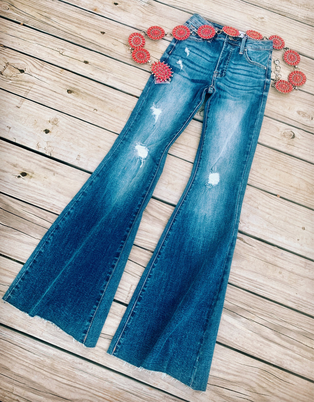 DESTROYED DENIM BELLS~MEDIUM WASH💙RESTOCKED