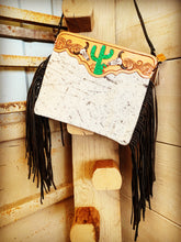 Load image into Gallery viewer, TOOLED COWHIDE CLUTCH &amp; HANDBAG~TURQUOISE OR CACTUS🌵🐮🌵
