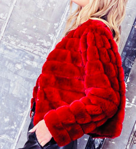 FAUX FUR JACKET~BURGUNDY ❤️