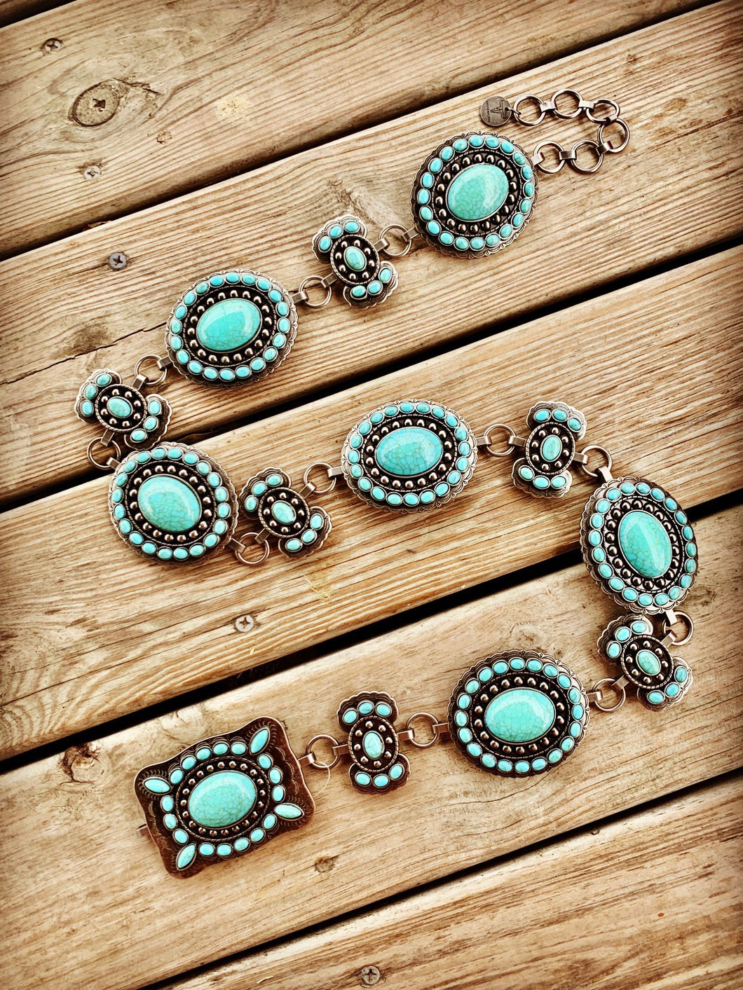 BIG CONCHO CHAIN BELT~TURQUOISE 🌵