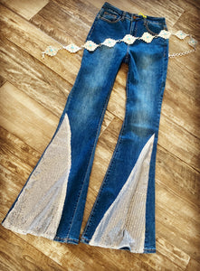 SEQUINED DENIM BELLS~SILVER💎