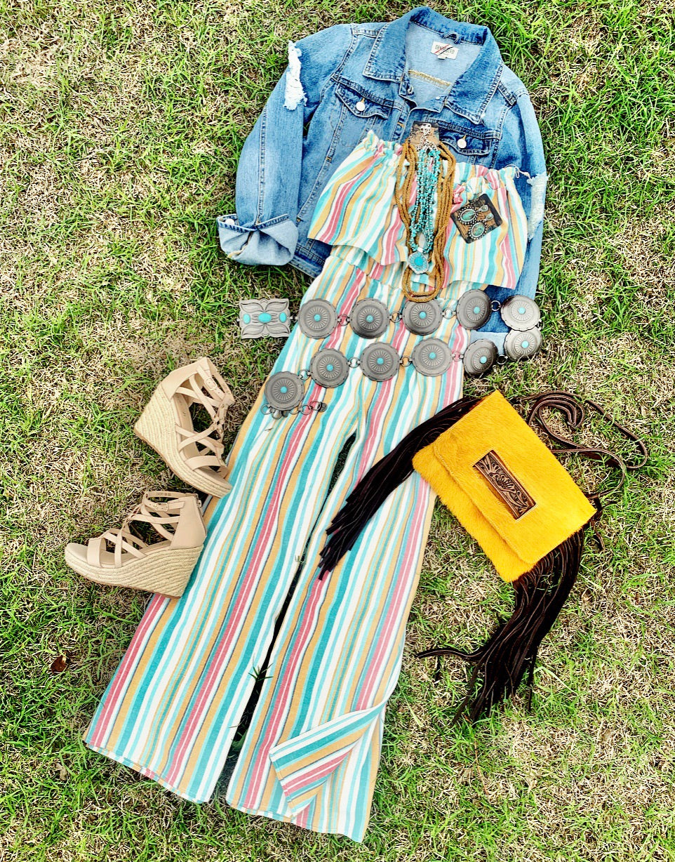 STRIPED STRAPLESS JUMPSUIT~CANDY🍬🍬