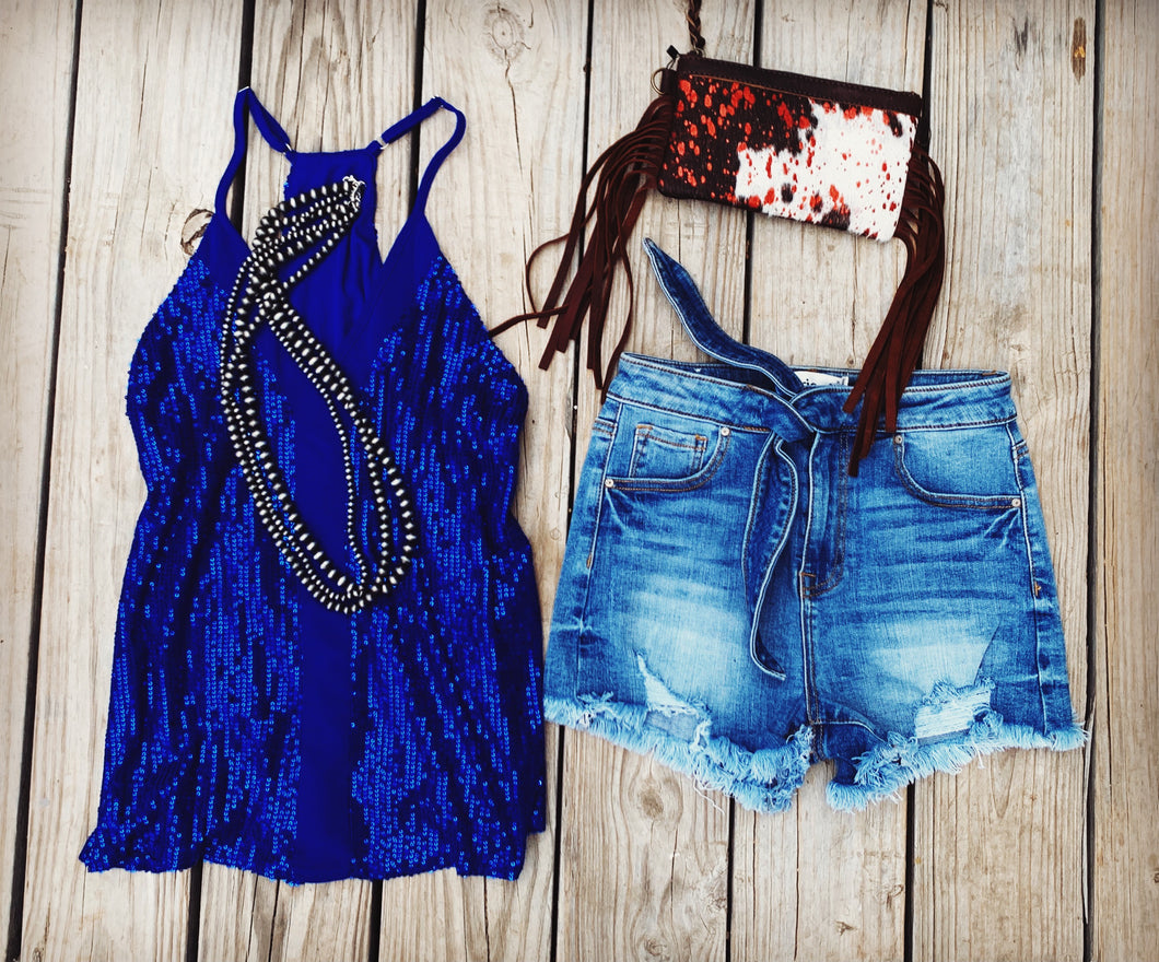 SEQUINED TANK~COBALT💙