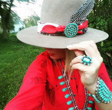 Load image into Gallery viewer, STERLING &amp; TURQUOISE CLUSTER RING 🌵
