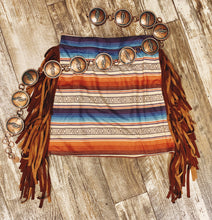 Load image into Gallery viewer, AZTEC SUEDE FRINGE SKIRT~SERAPE🌵
