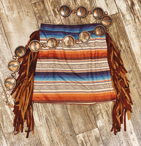 AZTEC SUEDE FRINGE SKIRT~SERAPE🌵