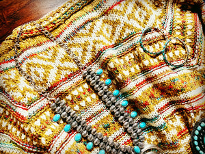 AZTEC FRINGE CARDI~MUSTARD🏜